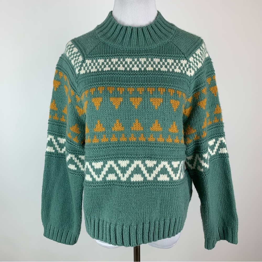Universal Thread Green Printed Sweater Large